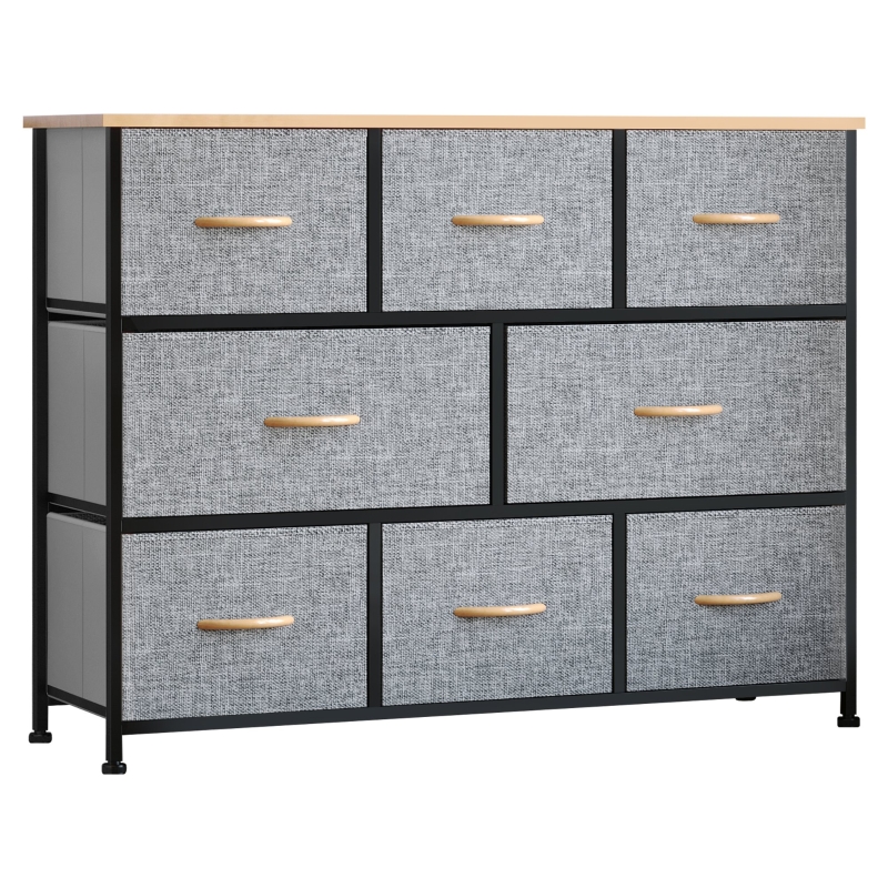 HOMCOM 8-Drawer Dresser, 3-Tier Fabric Chest of Drawers