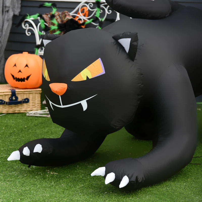 HOMCOM 4Ft Tall Halloween Inflatable Black Cat Airblown Outdoor Yard Decoration Holiday Garden Decor