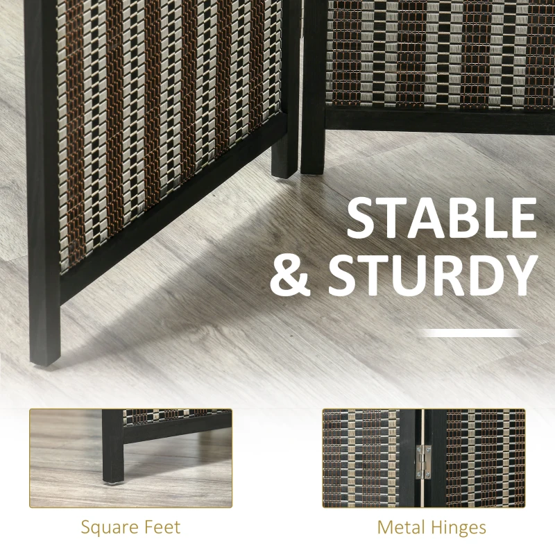 HOMCOM 4 Panel Room Divider, 6 Ft Tall Indoor Portable Folding Privacy Screens, Bamboo Hand-Woven Freestanding Partition Wall Divider for Home Office, Brown