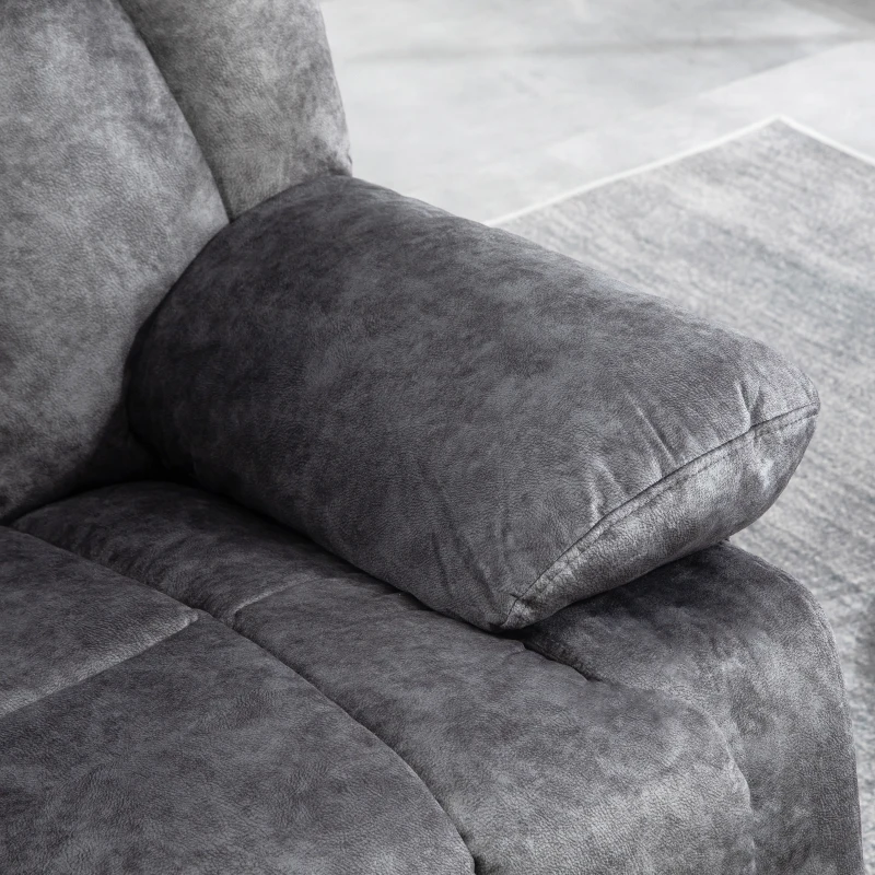 HOMCOM Rocker Recliner Chair with Swivel, Fabric Reclining Chair with Cushion, Rocking Chair with Footrest, Charcoal Gray