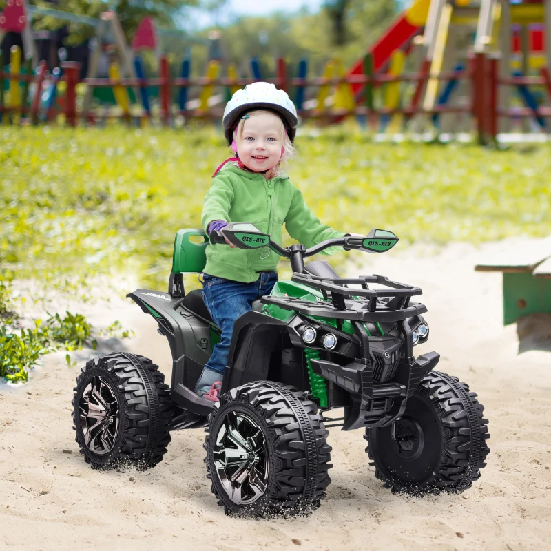 Aosom 12V 4 Wheeler Kids ATV with Music, Headlights for 37-60 Months Boys and Girls, Green