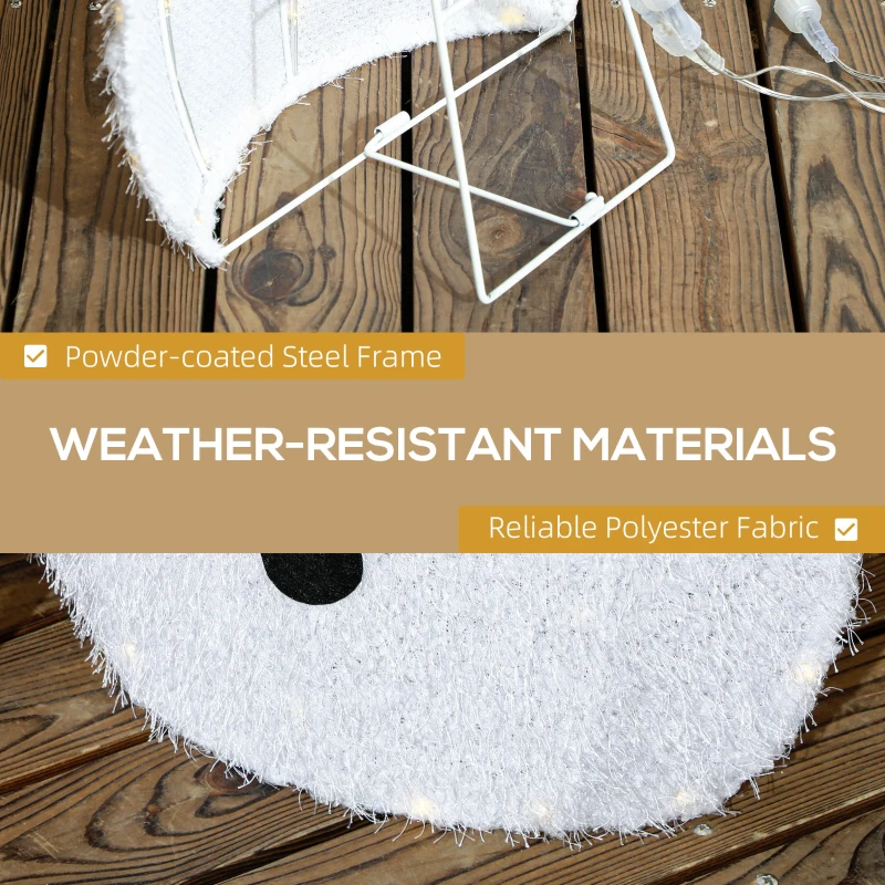 Outsunny Light Up Snowman Yard Decoration, Lighted Snowman Christmas Decoration for Indoor and Outdoor, White