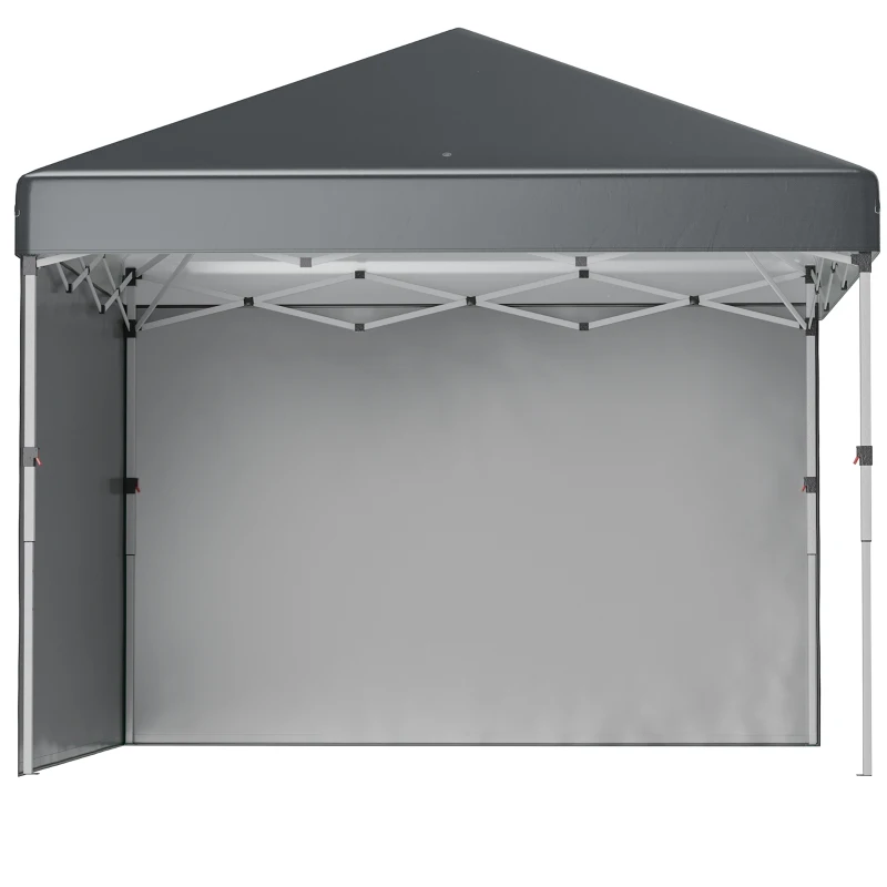 Outsunny 10' x 10' Pop Up Canopy with Sidewalls, Roller Bag, Height Adjustable Instant Tent for Outdoor, Garden, Patio, Dark Grey