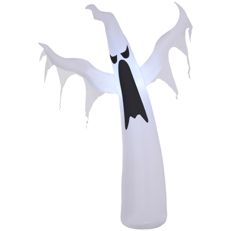 HOMCOM 6FT Tall Halloween Inflatable White Ghost, Outdoor Blow Up Yard Decoration with LED Lights for Garden, Lawn, Party, Holiday