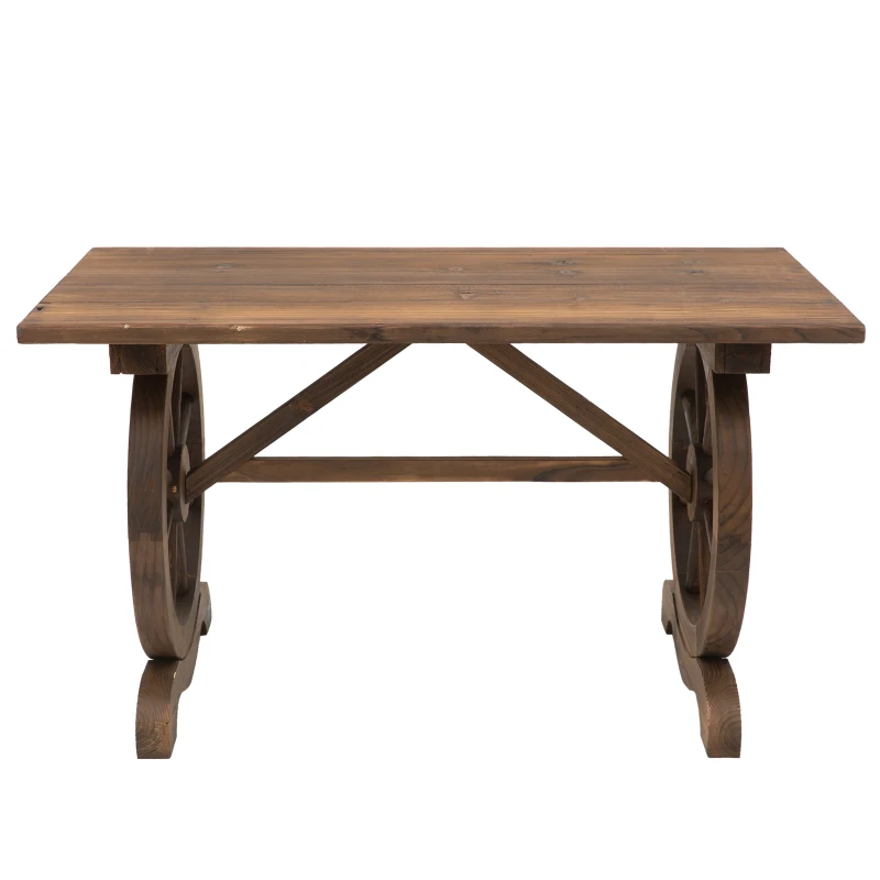 Outsunny Outdoor Garden Coffee Table Patio Display Desk Natural Fir Wood Water-Resistant