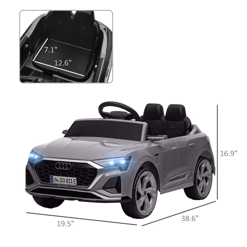 Qaba Audi Q8 e-tron Sportback Licensed 12V Battery Powered Kids Electric Car w/ Spring Suspension, Soft Start, Gray