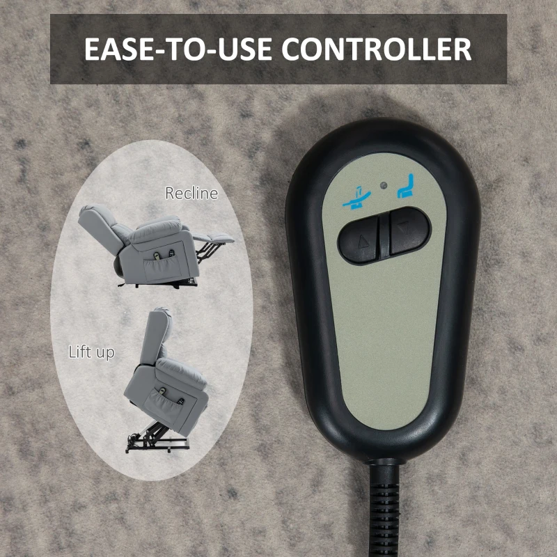 HOMCOM Electric Recliner Chair, Lift Chair for Elderly with Vibration Massage, Remote Control and Side Pockets, Gray