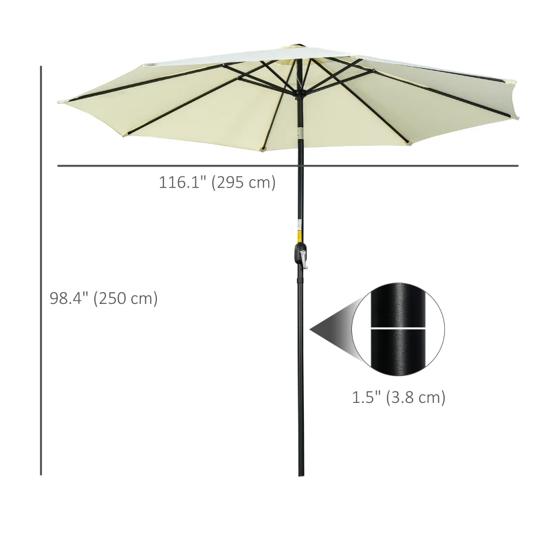 Outsunny 10' x 8' Round Market Umbrella, Patio Umbrella, Outdoor Parasol with Crank Handle, Tilt for Garden, Bench, Lawn, Beige