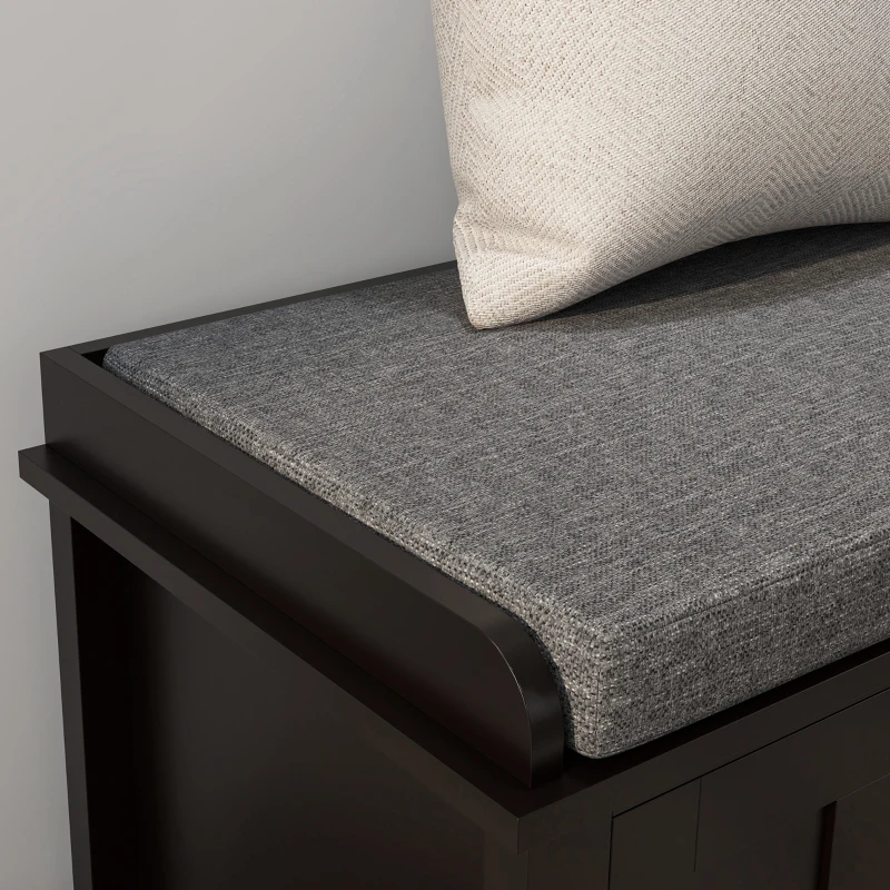 HOMCOM Modern Shoe Storage Bench, Entry Way Bench with Cushion, 2 Sliding Doors, Storage Ottoman Bench, Holds 10 Pairs, Black