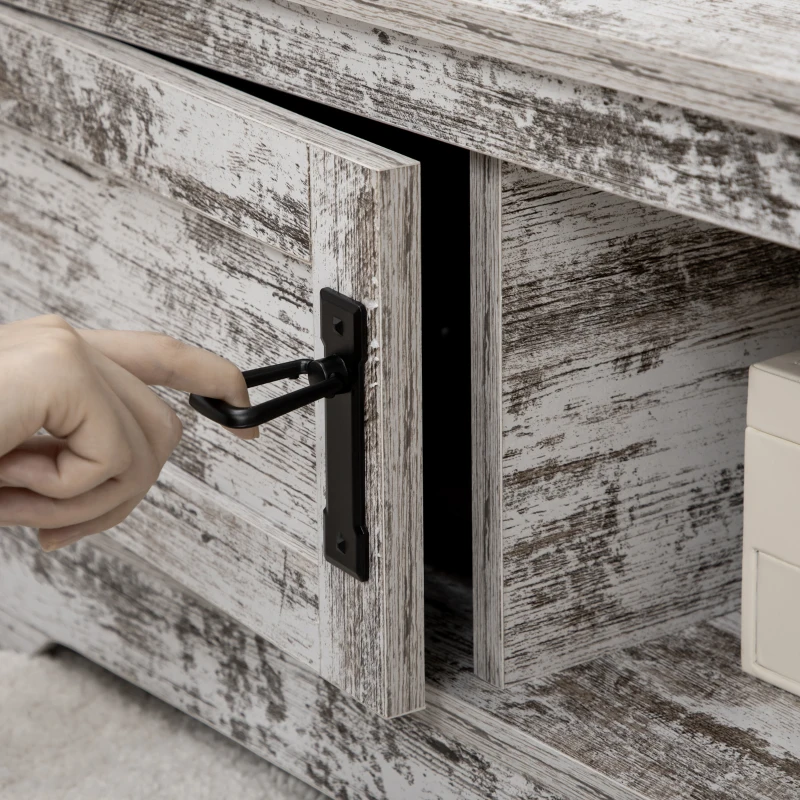 HOMCOM Coffee Table, Vintage Style Center Table with Cabinet, Open Storage Compartments, Coffee Tables for Living Room, Bed Room, White