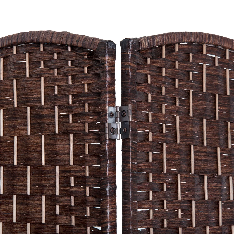 HOMCOM Room Divider, 4 Panel Folding Privacy Screen, 6FT Tall Portable Wicker Weave Partition Wall Divider for Bedroom, Home Office, Brown