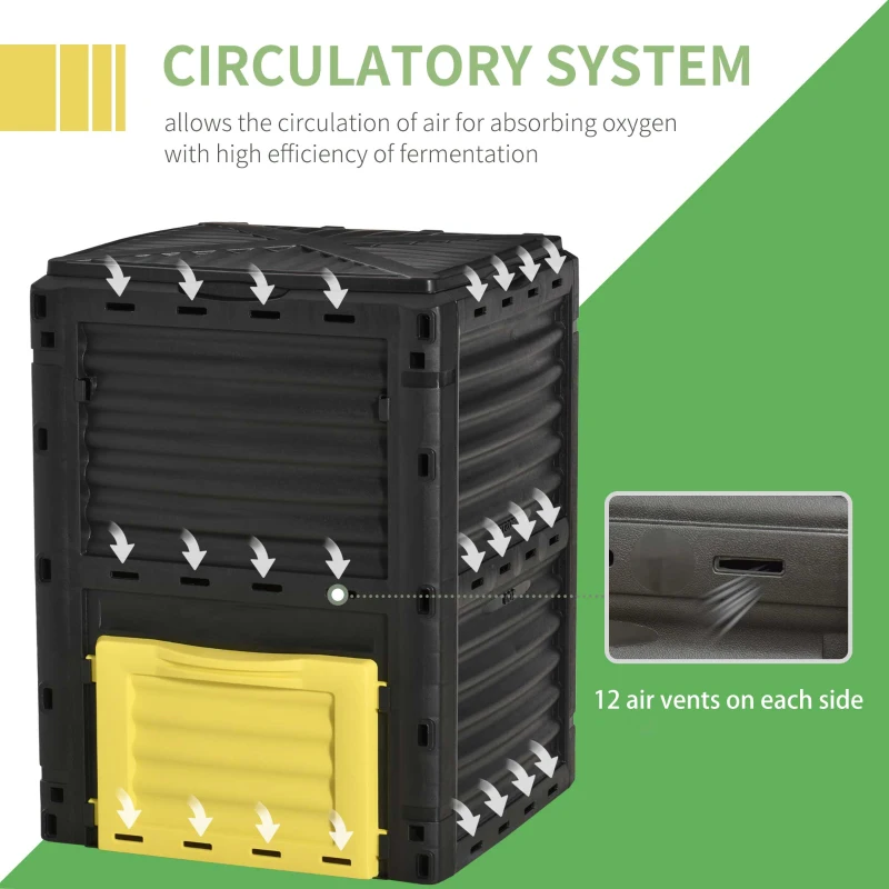 Outsunny Garden Compost Bin 80 Gallon Outdoor Large Capacity Composter Fast Create Fertile Soil Aerating Box, Easy Assembly, Yellow