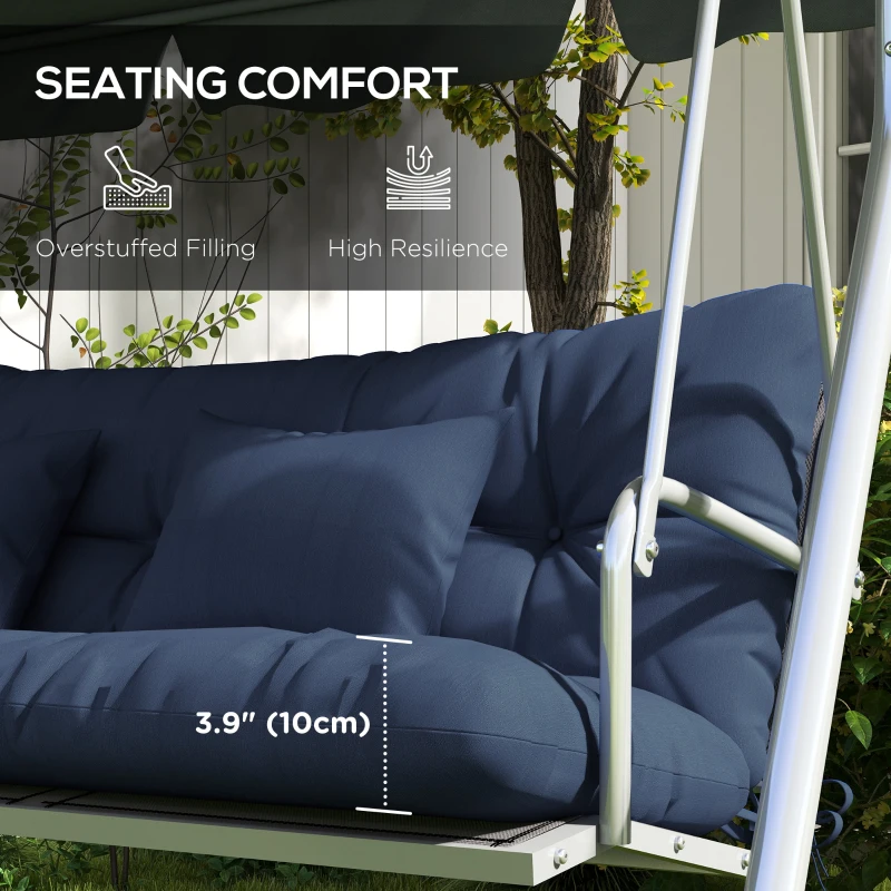 Outsunny 59" Tufted Bench Cushions & Throw Pillows, Replacement Bench Seat Pad, Back & 2 Pillows for Outdoor Furniture, Navy Blue