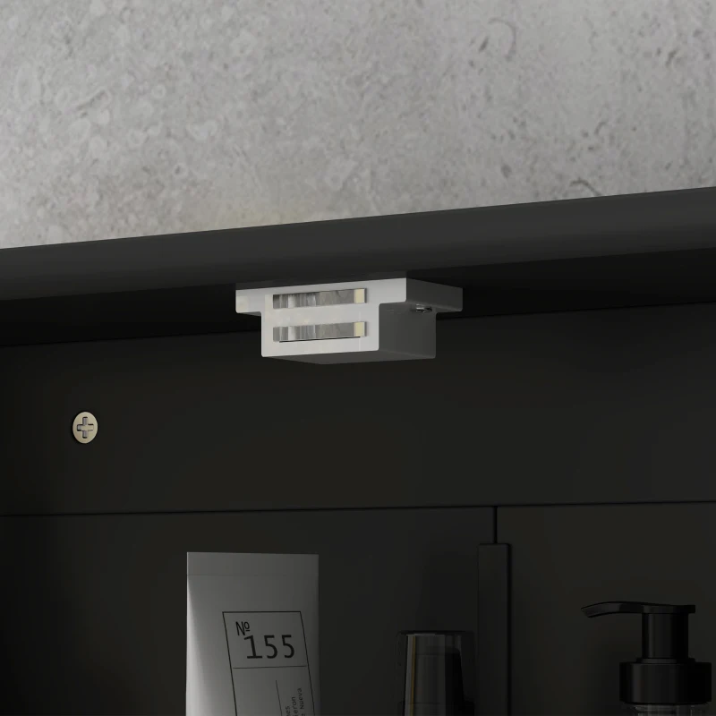 kleankin Medicine Cabinet, Wall-Mounted Bathroom Mirror Cabinet with Double Doors, Open Shelf, and Adjustable Shelf, Modern Bathroom Wall Cabinet, Black