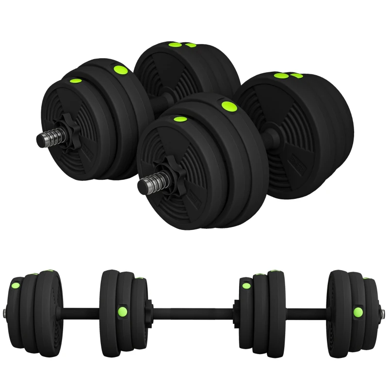 Soozier 55LBS 2-in-1 Adjustable Barbell & Dumbbells Set, Weights Set with Non-slip Handles for Men and Women Home Gym Training