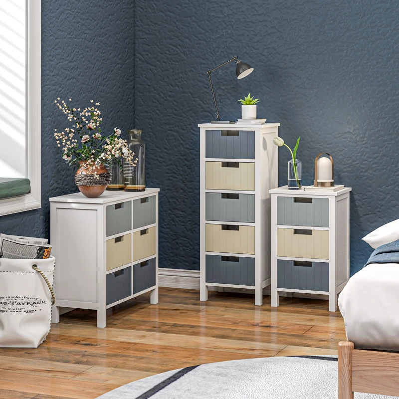 HOMCOM 5-Drawer Dresser, Chest of Drawers, Tower Storage Cabinet for Living Room, Bathroom, Entryway