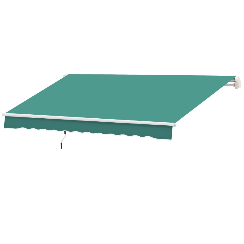 Outsunny 10' x 8' Manual Retractable Awning, Sun Shade Shelter Canopy, with Aluminum Frame and UV Protection for Patio Deck Yard Window Door, Green