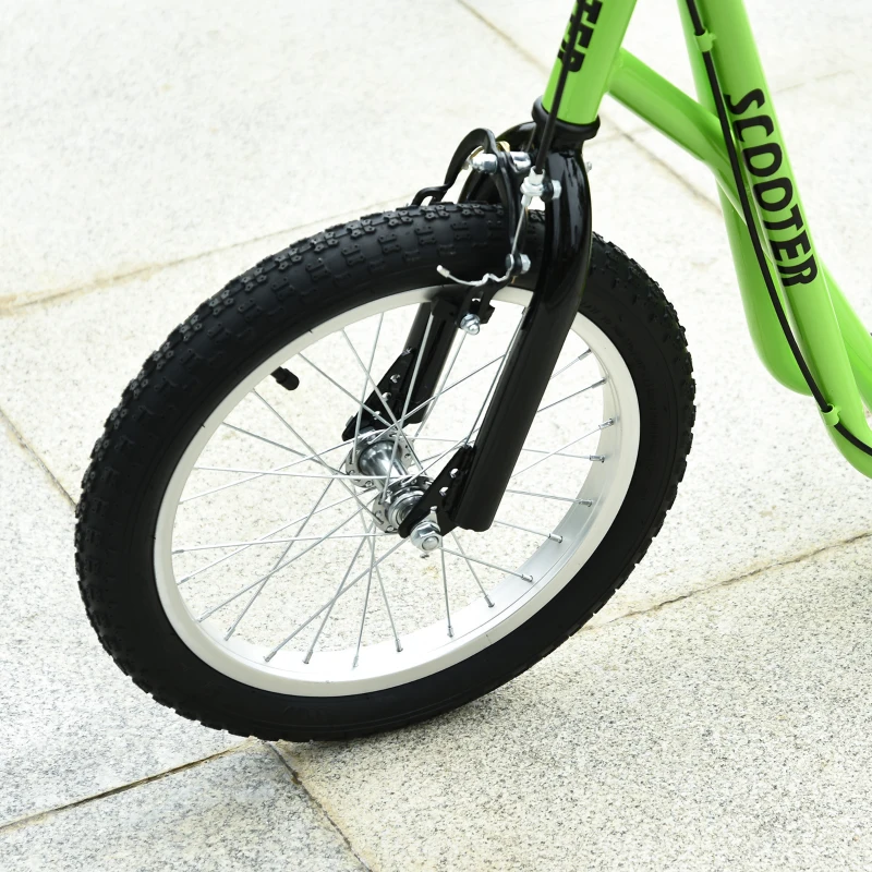 Aosom Youth Scooter Kick Scooter for Kids 5+ with Adjustable Handlebar Front and Rear Dual Brakes, Light Green
