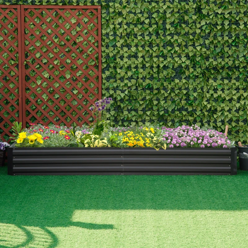 Outsunny 95" x 36" x 12" Galvanized Raised Garden Bed, Easy DIY and Cleaning for Growing Flowers, Herbs, Succulents, Gray