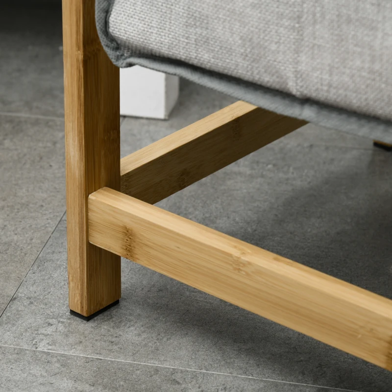 HOMCOM Bamboo Laundry Basket, Double Laundry Hamper with Shelf, 2 Pull-Out and Removable Bags, Natural Wood and Dark Gray