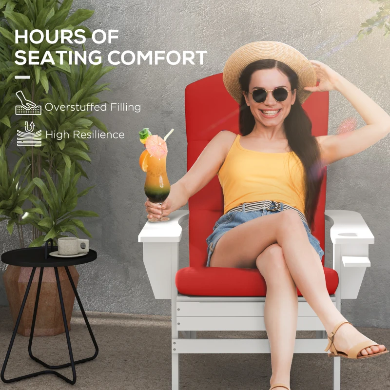 Outsunny Patio Chair Cushion for Adirondack Chairs Replacement Cushion with Back and Ties, Wine Red