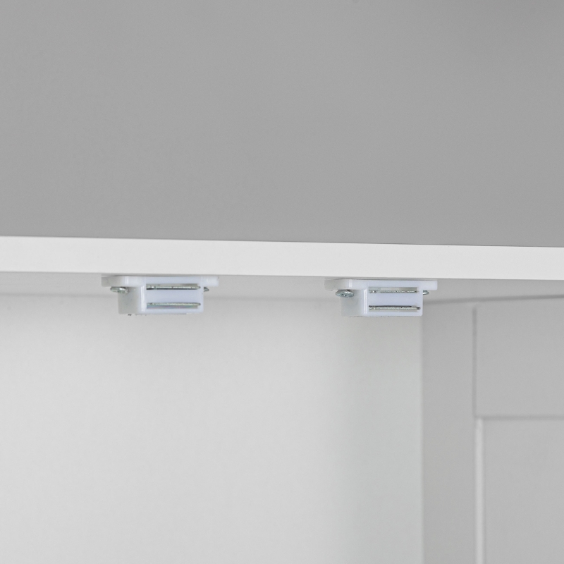 HOMCOM Tall Bathroom Storage Cabinet, Modern Bathroom Cabinet with Glass and Barn Doors, 5-Tier Floor Cabinet, White