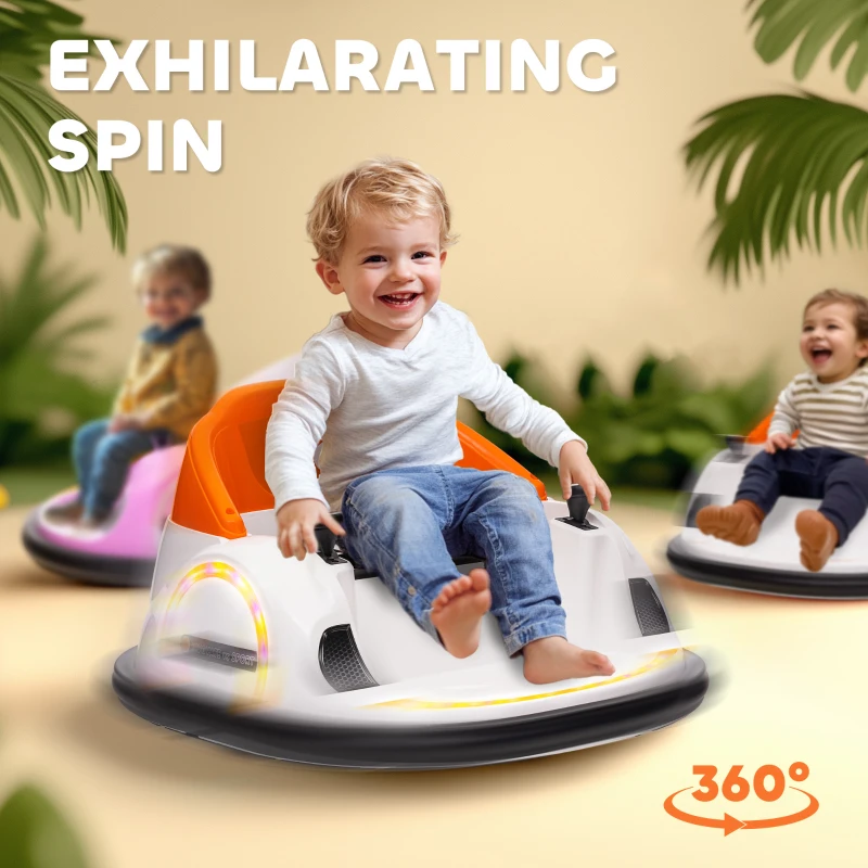 Qaba 12V Electric Ride on Bumper Car for Kids 1.5-5 Years Old, Baby Bumper Car with Remote Control, Orange