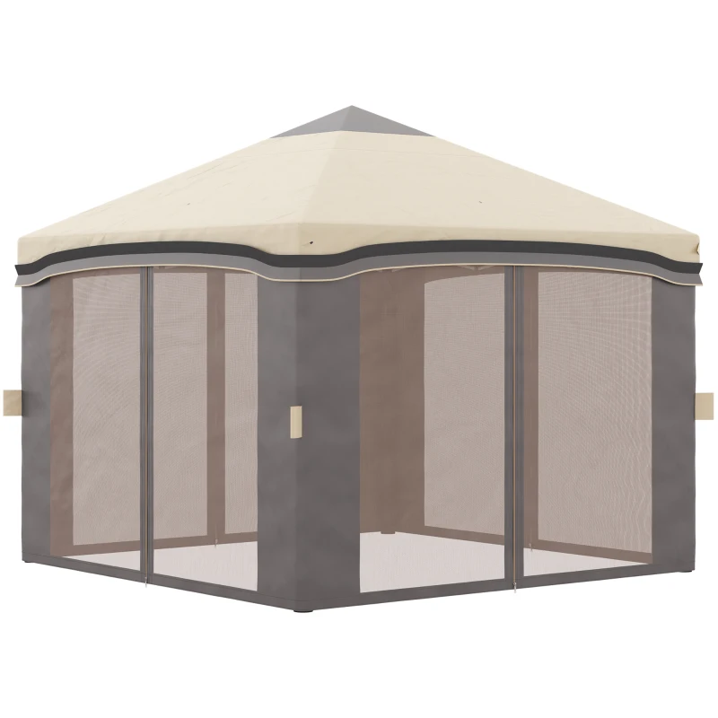 Outsunny 10' x 10' Pop Up Canopy with Netting, Foldable Tents for Parties, Height Adjustable, with Storage Bag for Outdoor, Garden, Patio, Beige