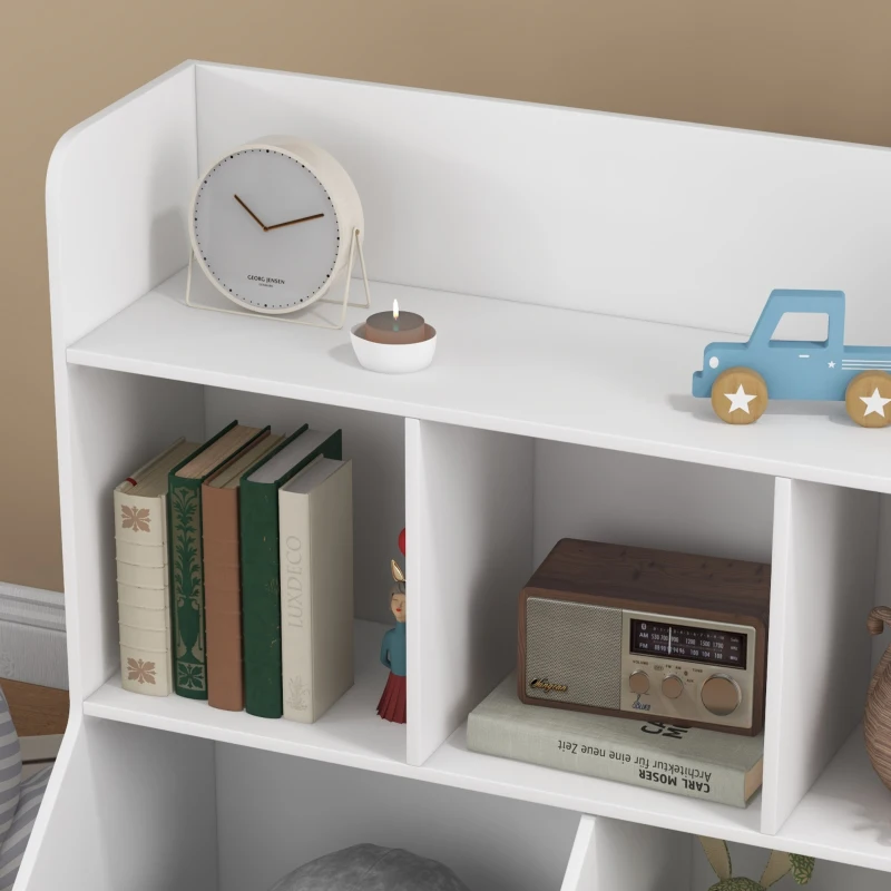 Qaba 3 Tier Kids Toy Storage with 5 Compartment, Anti-Tip Device for Nursery, Living Room, Playroom, Classroom, White