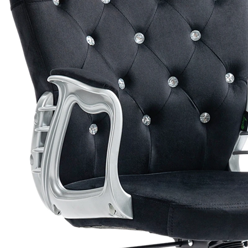 Vinsetto Button Tufted Desk Chair, Home Office Chair with Padded Armrests, Adjustable Height and Swivel Wheels, Black
