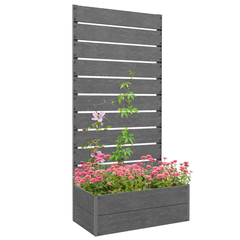 Outsunny Trellis Planter for Climbing Plants, Raised Garden Bed with Trellis, Planter Box for Outdoor, 28.25" x 15" x 59", Gray