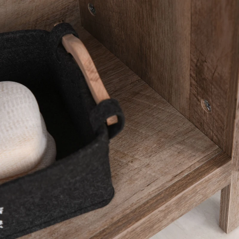 kleankin Pedestal Sink Storage Cabinet, Rustic Under Sink Cabinet, Bathroom Vanity Cabinet with Double Door Space Saver Organizer, Barnwood