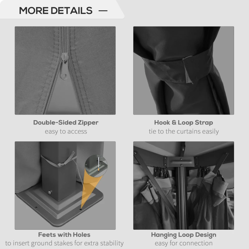 Outsunny 10' x 10' 2-Tier Outdoor Gazebo Canopy Tent with Zippered Mesh Sidewalls, Aluminum Frame for Patio, Backyard, Dark Grey