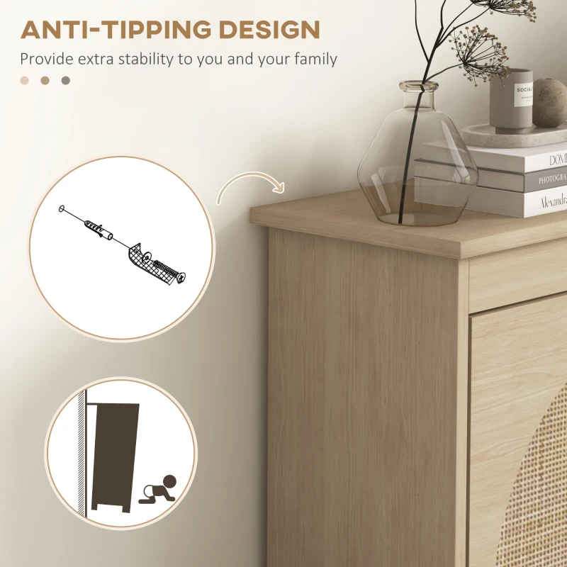 HOMCOM Shoe Cabinet for entryway, Shoe Storage Cabinet with 4 Flip Drawers and Adjustable Shelves for 20 Pairs of Shoes, Oak