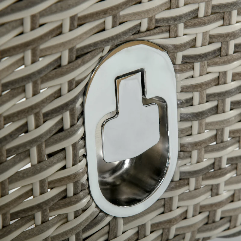 Outsunny 3 Piece Patio Bistro Set, PE Wicker Furniture Conversation Set w/ Tufted Cushion Reclining Chairs & Coffee Table, Gray