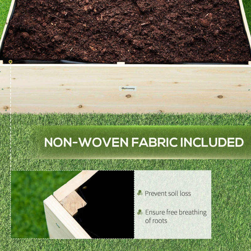 Outsunny Wooden Raised Garden Bed Kit, Elevated Planter Box with Bed Liner for Backyard, Patio to Grow Vegetables, Herbs, and Flowers, 4' x 4' x 12"