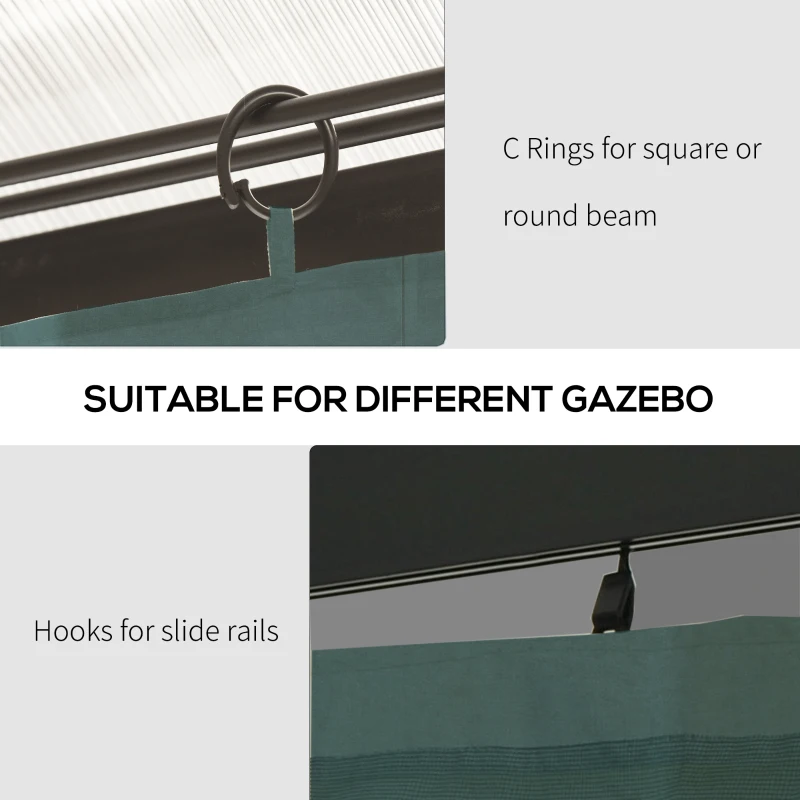 Outsunny 10' x 10' Universal Gazebo Sidewall Set with 4 Panels, Hooks/C-Rings Included for Pergolas & Cabanas, Slate Grey