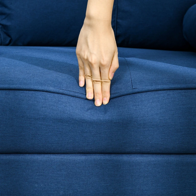 HOMCOM 56" Loveseat Sofa for Bedroom Upholstered 2 Seater Couch with Back Cushions and Pillows, Blue