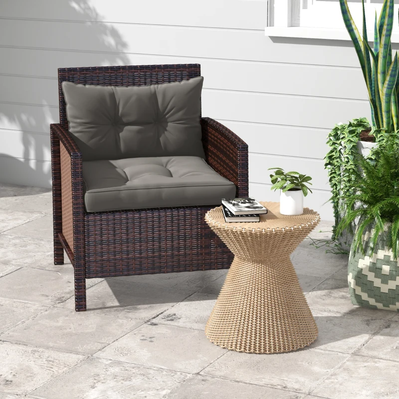 Outsunny 2-Piece Back and Seat Cushion Pillows Replacement, Button Tufted Patio Chair Cushions Set, Charcoal Grey