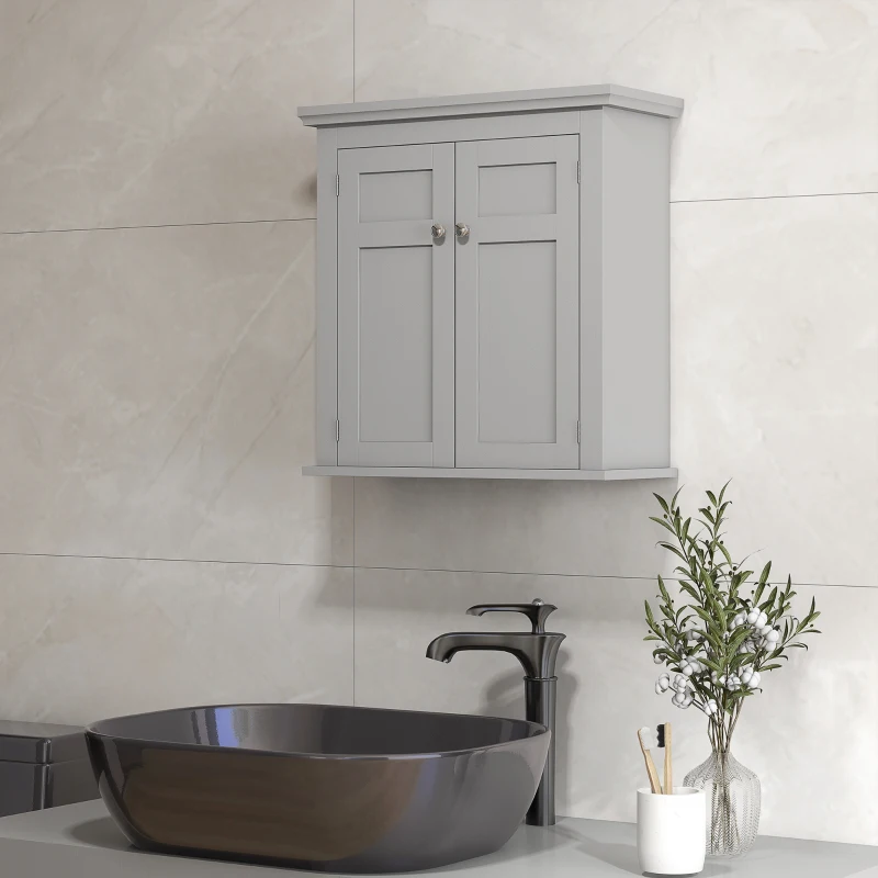 kleankin Bathroom Cabinet, Medicine Cabinet, Over Toilet Storage Cabinet with Adjustable Shelves for Entryway, Grey