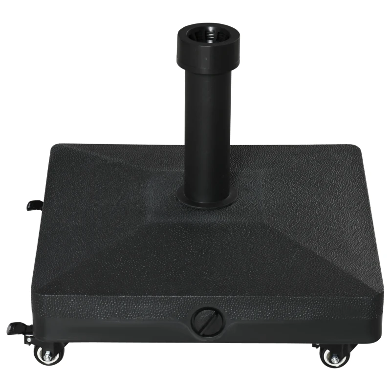 Outsunny HDPE Square Parasol Base, Portable Umbrella Stand Weights for Cantilever Banana Parasol with Wheels, 35lbs with Water or 40lbs with Sand, for Φ0.75", Φ1.5" Pole, Black