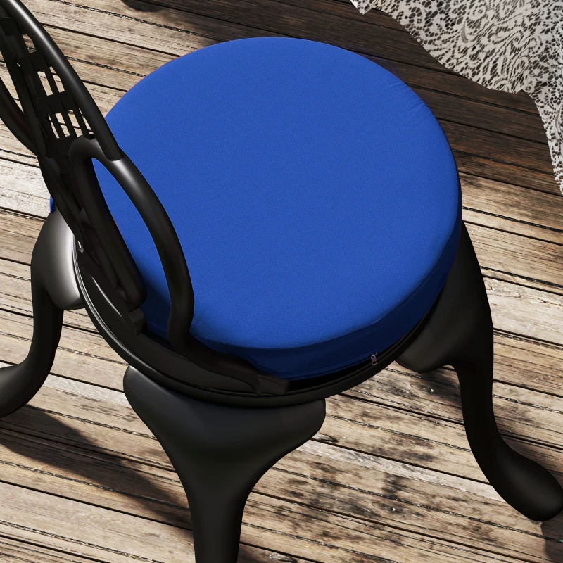 Outsunny Patio Chair Cushions Set of 4 Round Seat Cushions for Dining Bistro Chairs Machine Washable, 15" x 15" x 3", Navy Blue