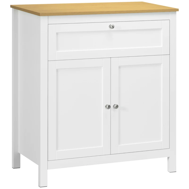 HOMCOM Sideboard Cabinet, Buffet Table with Drawer, Double Door Cupboard and Adjustable Shelf for Living Room, Entryway, White