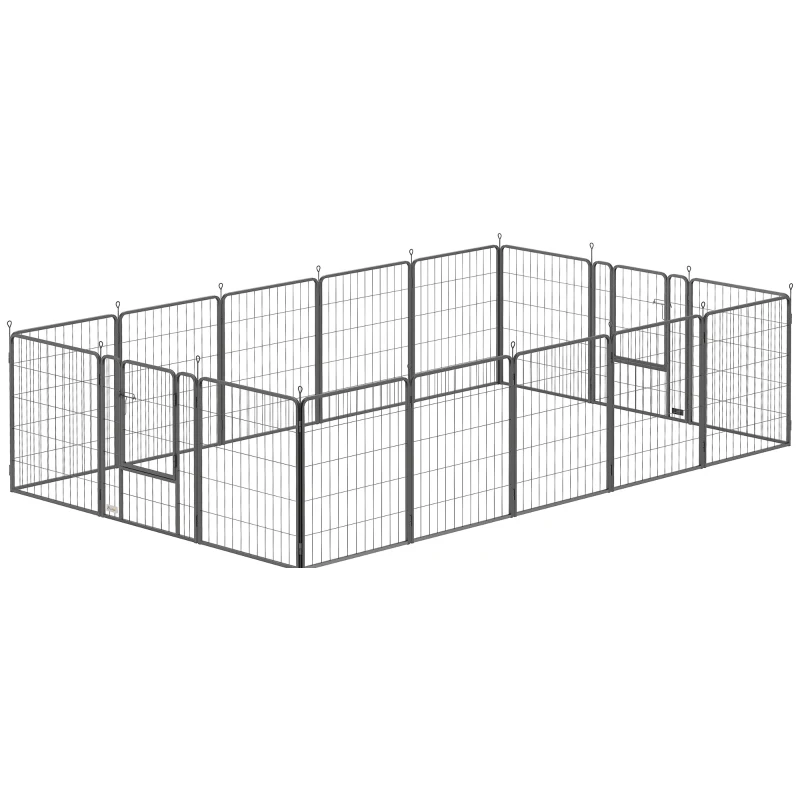 PawHut 16 Panels Dog Playpen with Strap, Portable & DIY, for Medium Dogs, for Yard, RV, Camping, Garden, 31.5" H