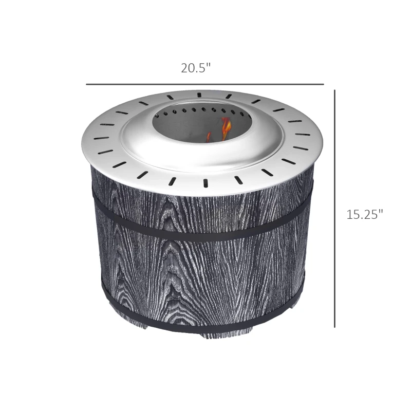 Outsunny Smokeless Fire Pit, Portable Camping Bonfire Stove with Mat for Backyard, Patio, Picnic, Magnesium Oxide, Black