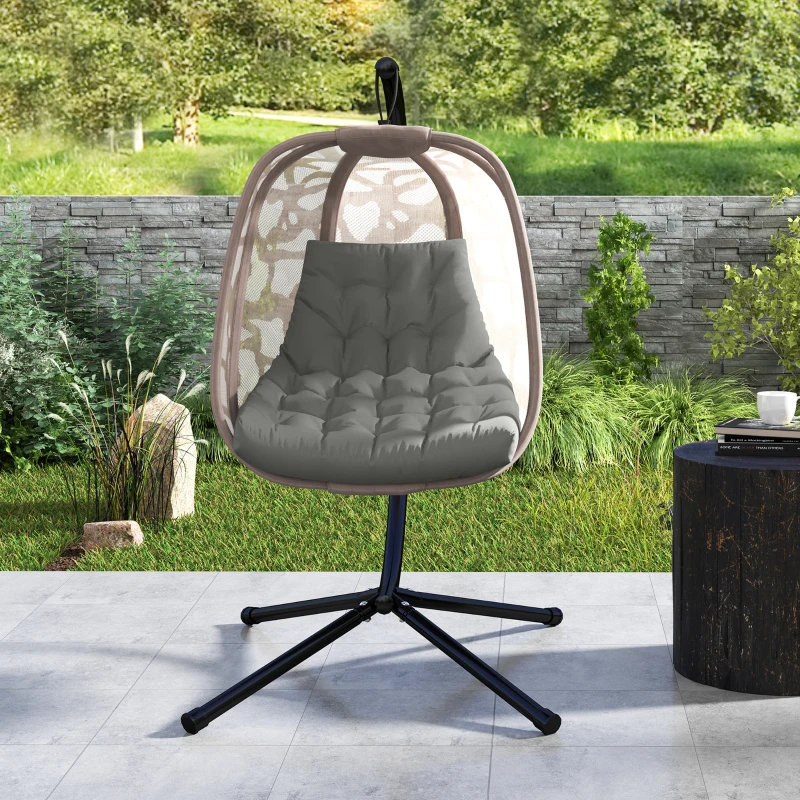 Outsunny Outdoor Swing Cushion, Tufted Patio Cushion Replacement for Garden Chair Egg Chair,  Indoor Outdoor Seat Cushion, Grey
