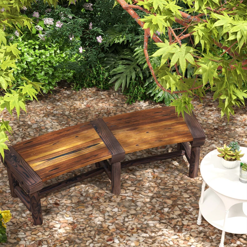 Outsunny Wooden Outdoor Bench, Wrap Around Tree Bench with Slatted Seat for Yard, Garden, Deck, Lawn, Brown