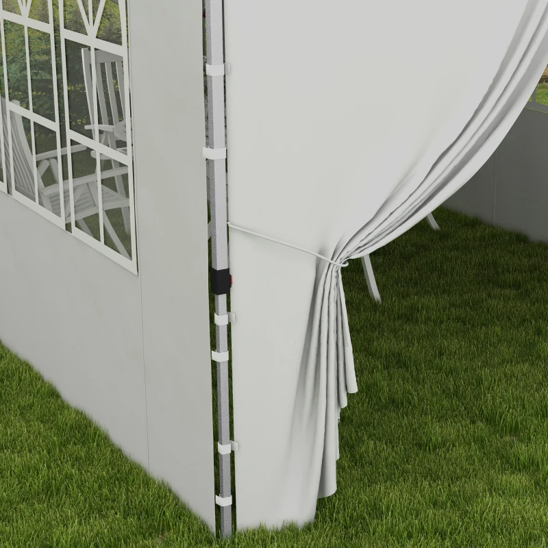 Outsunny 20x10 Pop Up Canopy with 6 Removable Sidewall, Carry Bag and 6 Sand Bags, Height Adjustable Instant Sun Shelter, White
