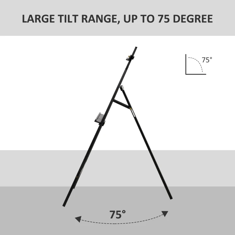 HOMCOM A-Frame Easel of Maximum Height 53", Holds Canvases Up to 43", Painting Studio Art Easel that Tilts up to 75° Degrees for Adults, Beginners, Students, Black
