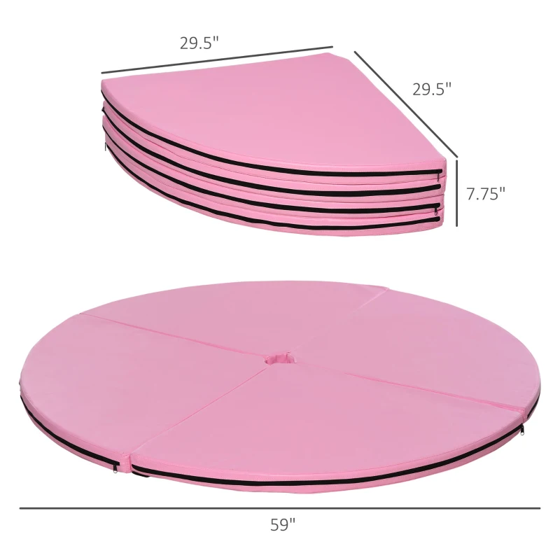 Soozier Pole Dance Mat, 2"T x 5'W Folding Pole Crash Mat for Home, Lightweight and Foldable, Pink